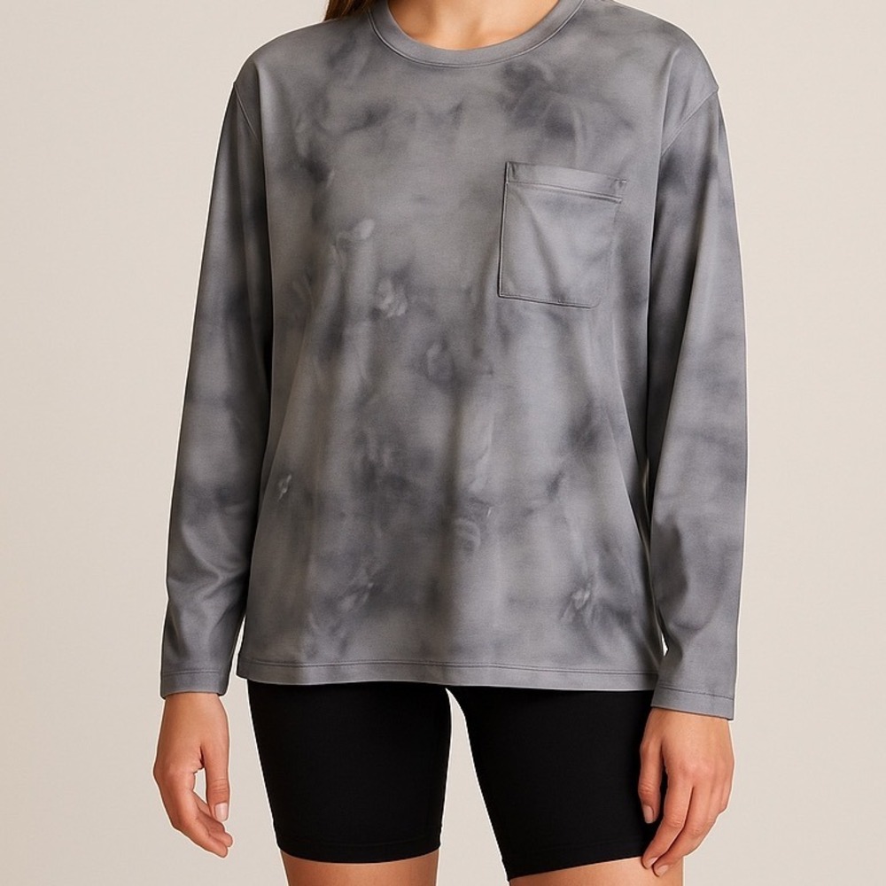 Lululemon Gray Tie Dye Long Sleeve Top With Pocket‎ - Size S
